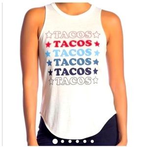 Tacos Tacos Tacos Chaser Brand Graphic Tank! Red white and blue-Size Med